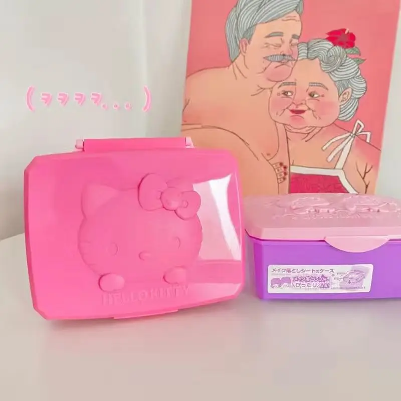 귀여운 산리오 마이 멜로디 애니메이션 귀여운 클램셸 면봉, 면봉 패드, 문구류 헤드피스 보관함, 여아용 선물 장난감