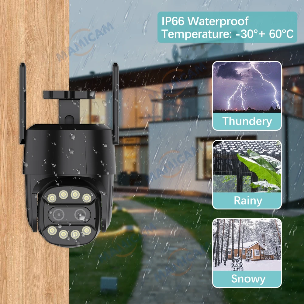 야외용 듀얼 렌즈 감시 카메라, 자동 추적 Camhipro, 4K, 8MP, 와이파이, 4G 심카드, 4MP, HD, PTZ, CCTV 비디오, 3.6mm-8mm