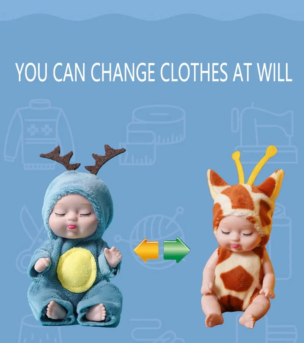 미니 다시 태어난 아기 인형, 실물 같은 사실적인 아기 인형, 귀여운 동물 옷, 토끼 어린이 장난감, 여아 생일 선물, 4 인치