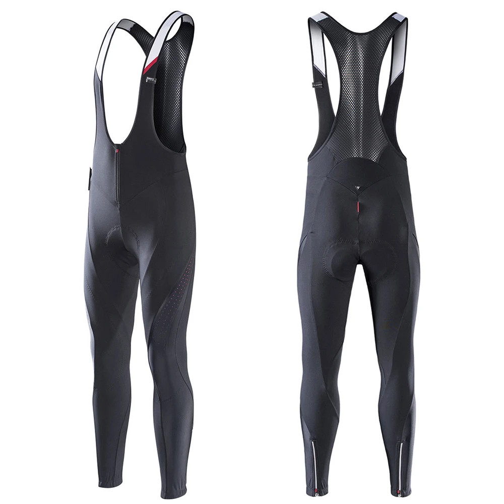 RION-남성용 겨울 보온 양모 사이클링 빕 팬츠, 산악 자전거 지퍼 사이클링 타이즈, 프로 팀 젤 패딩 MTB 자전거 롱 팬츠