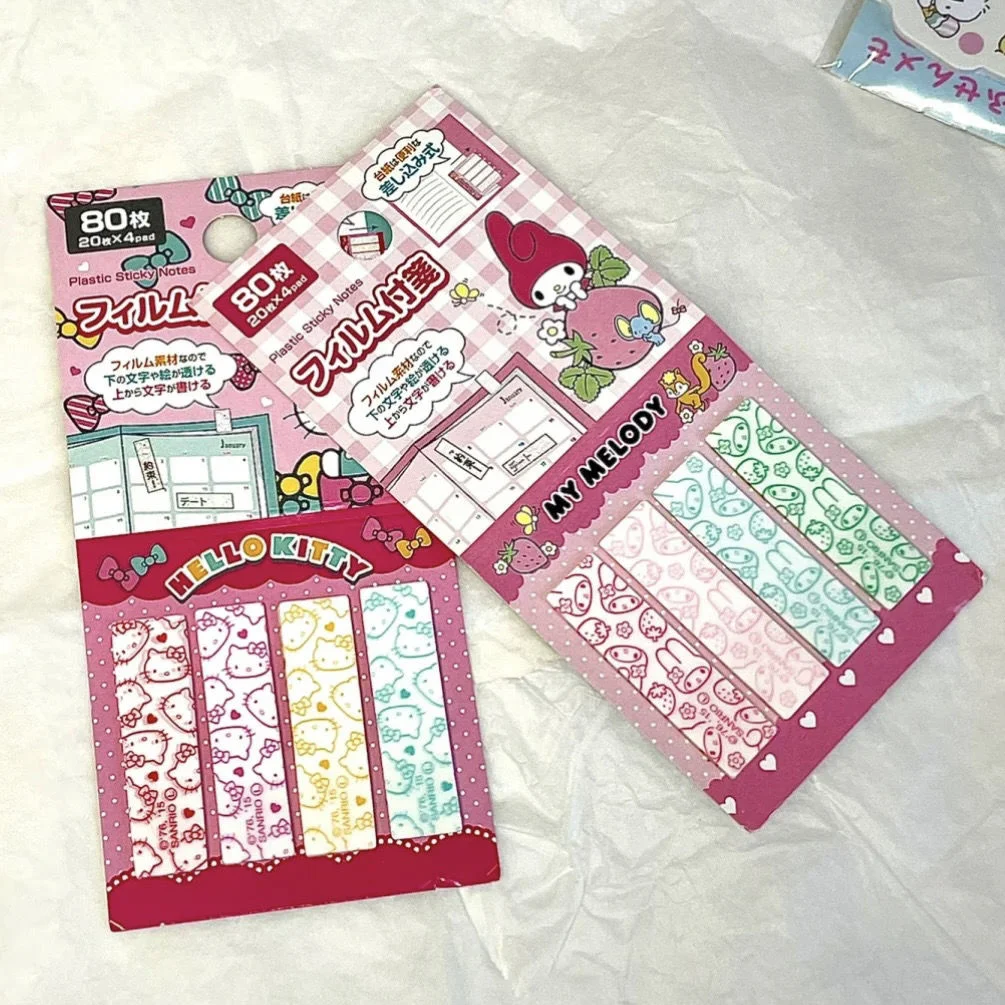 카와이 산리오 헬로 키티 멜로디 인덱스 스티커, 만화 작은 직사각형 스티커, 스티커 태그 스티커, 문구, 80 개
