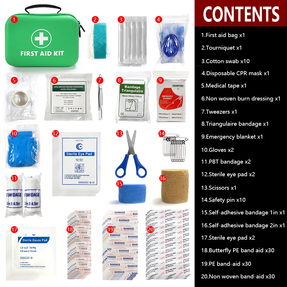 방수 야외 여행 자동차 응급 처치 키트, 가정용 소형 의료 상자, 비상 생존 키트, 가정용 캠핑, 129 개