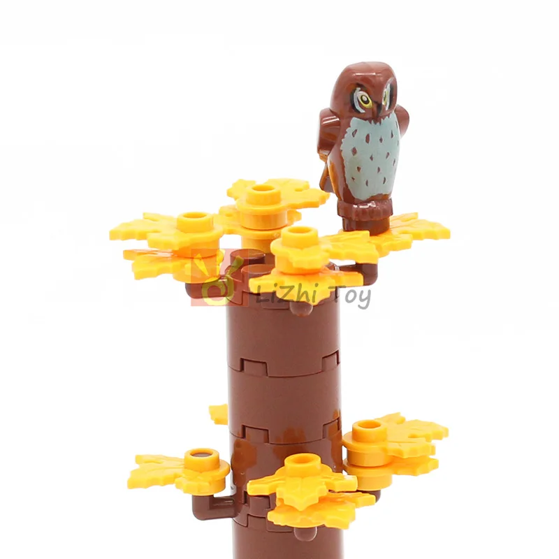 MOC 도시 동물 벽돌 빌딩 블록 크리 에이 티브 애완 동물 동물원 개 펭귄 고양이 물고기 조류 곰 다람쥐 올빼미 DIY 모델 완구 어린이를위한