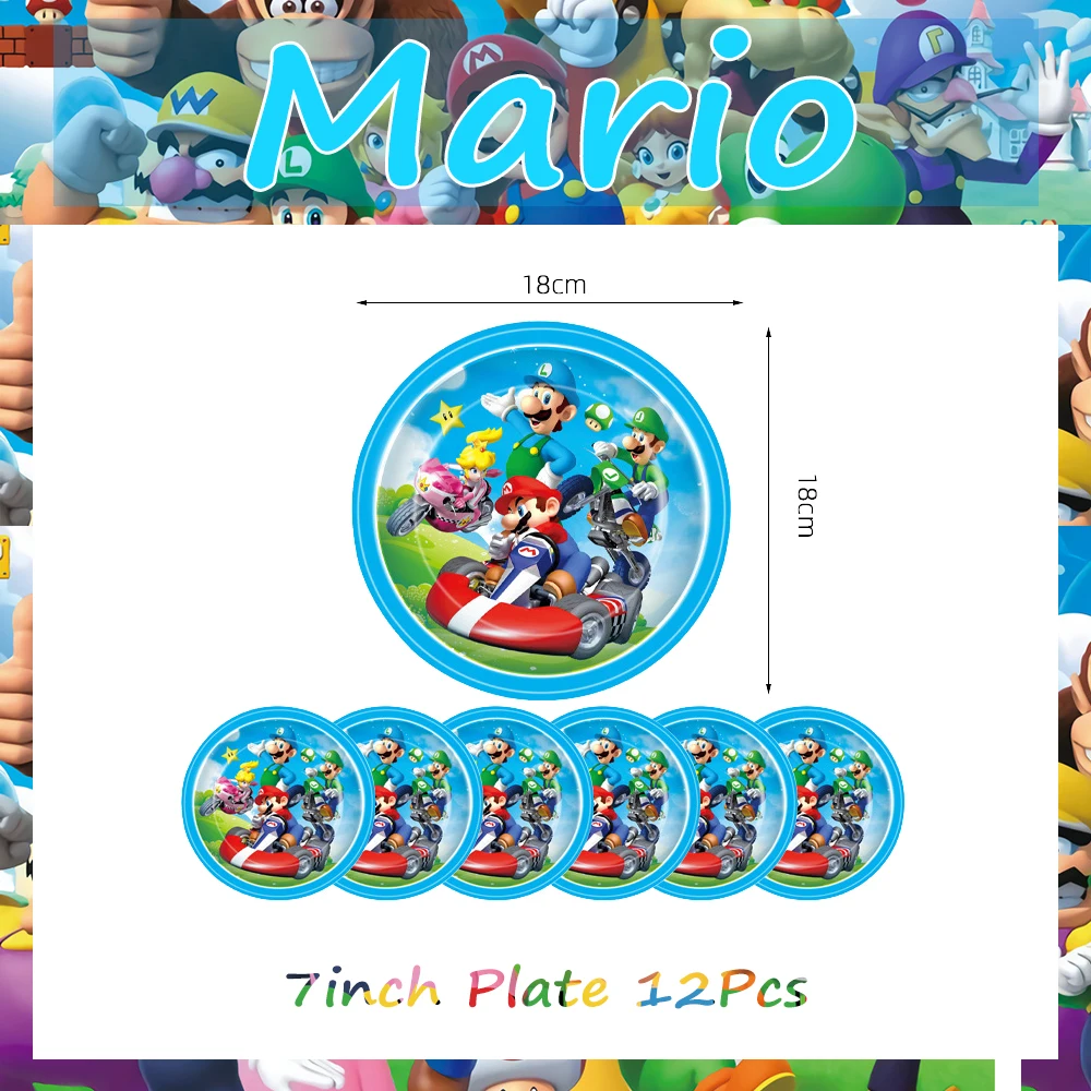 마리오드 어린이 생일 파티 장식 파티 식기 풀 세트, 테이블 액세서리, 컵 플레이트, 축제 DIY 선물, 베이비 샤워