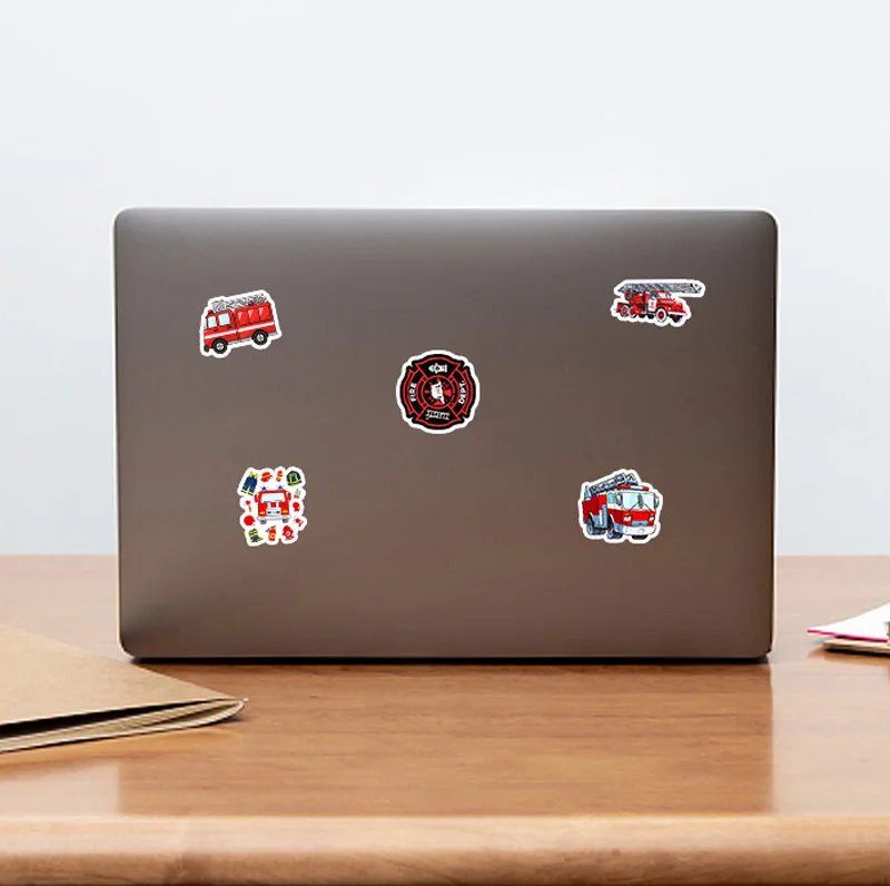 소방차 낙서 스티커 어린이 노트북 손 계정 연필 케이스 장식 방수 라벨 스티커, 50 개/세트