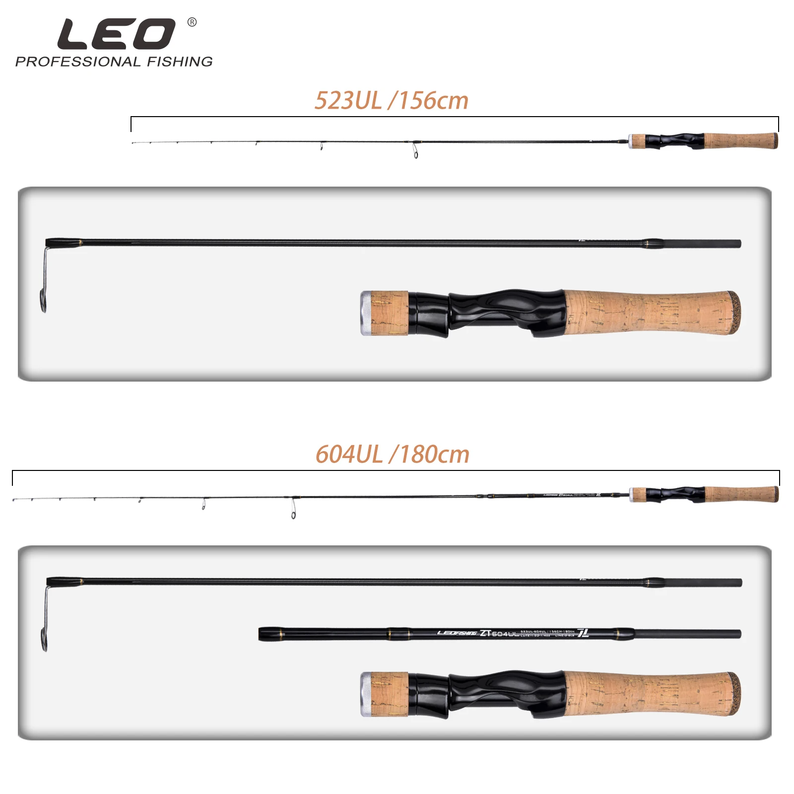 LEOFISHING 탄소 루어 스피닝 캐스팅, 빠른 UL 미끼, 4 + 1 523/604, 초경량 낚싯대, 1.56M 및 1.8M 낚시 액세서리