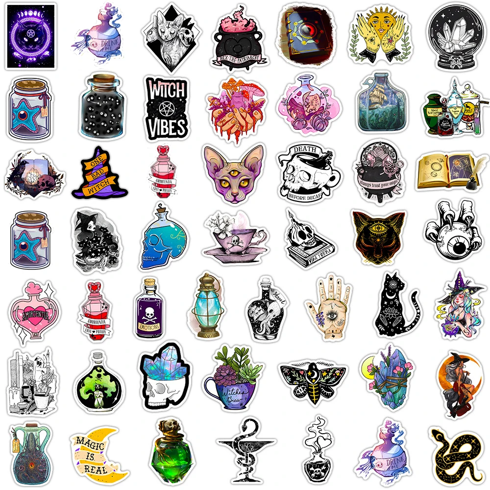 쿨 아트 고딕 마법 약제사 마녀 크리스탈 스티커, 스케이트보드 오토바이 자동차 노트북 재미있는 스티커 데칼, 어린이 장난감, 10 30 50 개