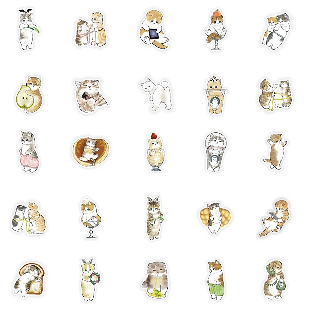 10/30/50pcs Kawaii 고양이 만화 스티커 귀여운 동물 데칼 어린이 완구 스크랩북 노트북 고정 기타 가방 스티커
