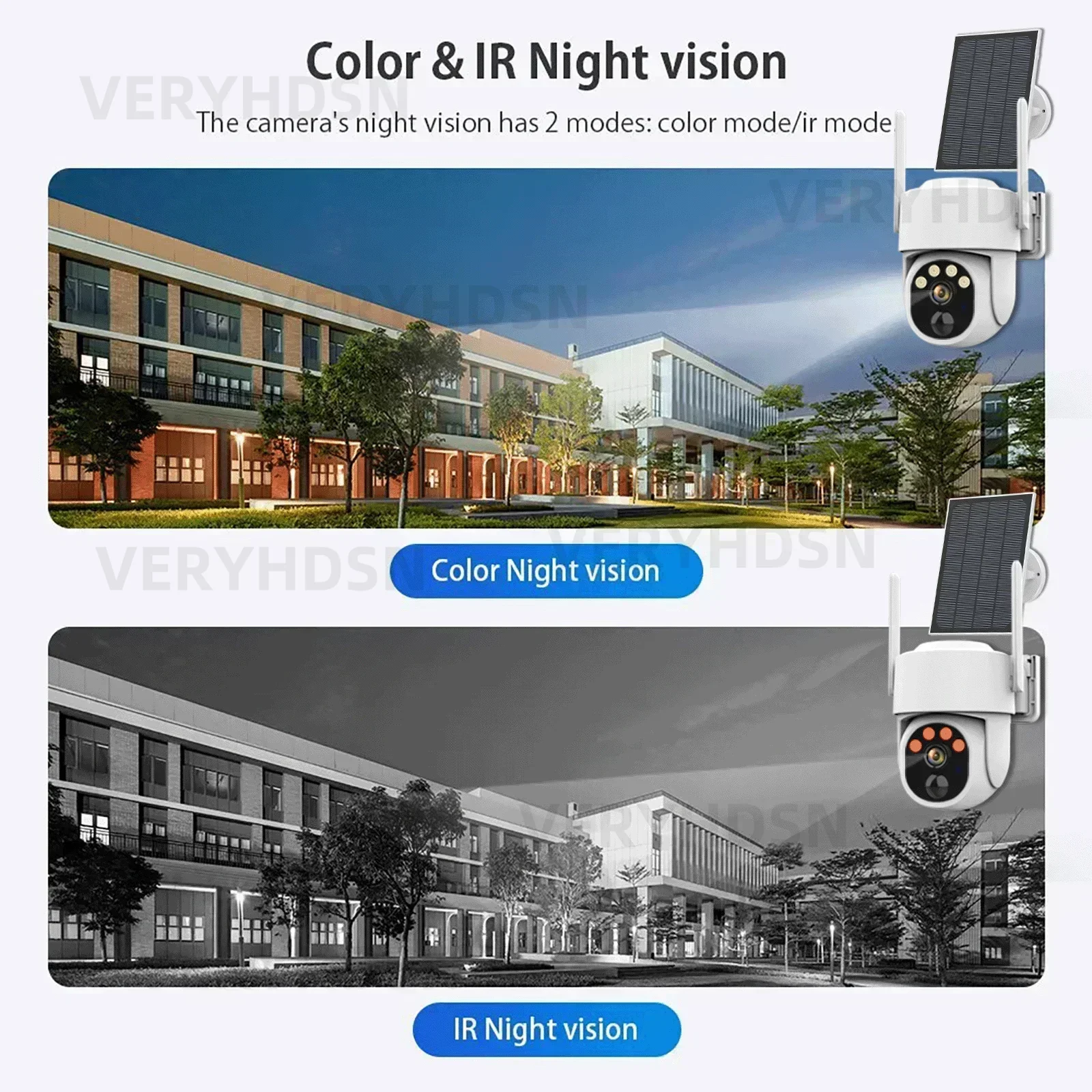 와이파이 무선 감시 카메라, 야외 PIR 인간 감지, 내장 배터리 전원, 에너지 방수, IP66, 5MP