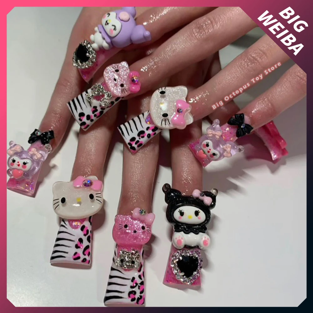 미국 Y2K 스파이시 걸 오리 웹 프레스 네일 스티커, 만화 귀여운 고양이 패션, 41 스타일 프랑스 수공 아크릴 손톱 파티 선물