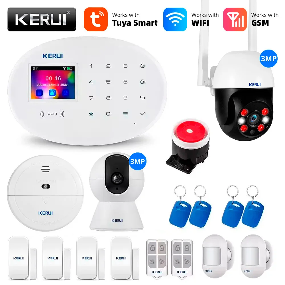 KERUI 투야 와이파이 GSM 경보 시스템, 스마트 홈 보안 버글러 RFID 앱, 무선 모션 문짝 센서 감지기, IP 카메라, 사이렌 알렉사 title=KERUI 투야 와이파이 GSM 경보 시스템, 스마트 홈 보안 버글러 RFID 앱, 무선 모션 문짝 센서 감지기, IP 카메라, 사이렌 알렉사 
