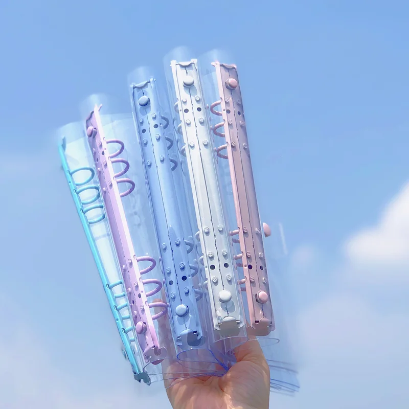 창의적이고 귀여운 투명 6 링, 다채로운 루즈 리프 핸드북, 학생 노트북 링 바인더, 귀여운 학교 용품, A5, A6