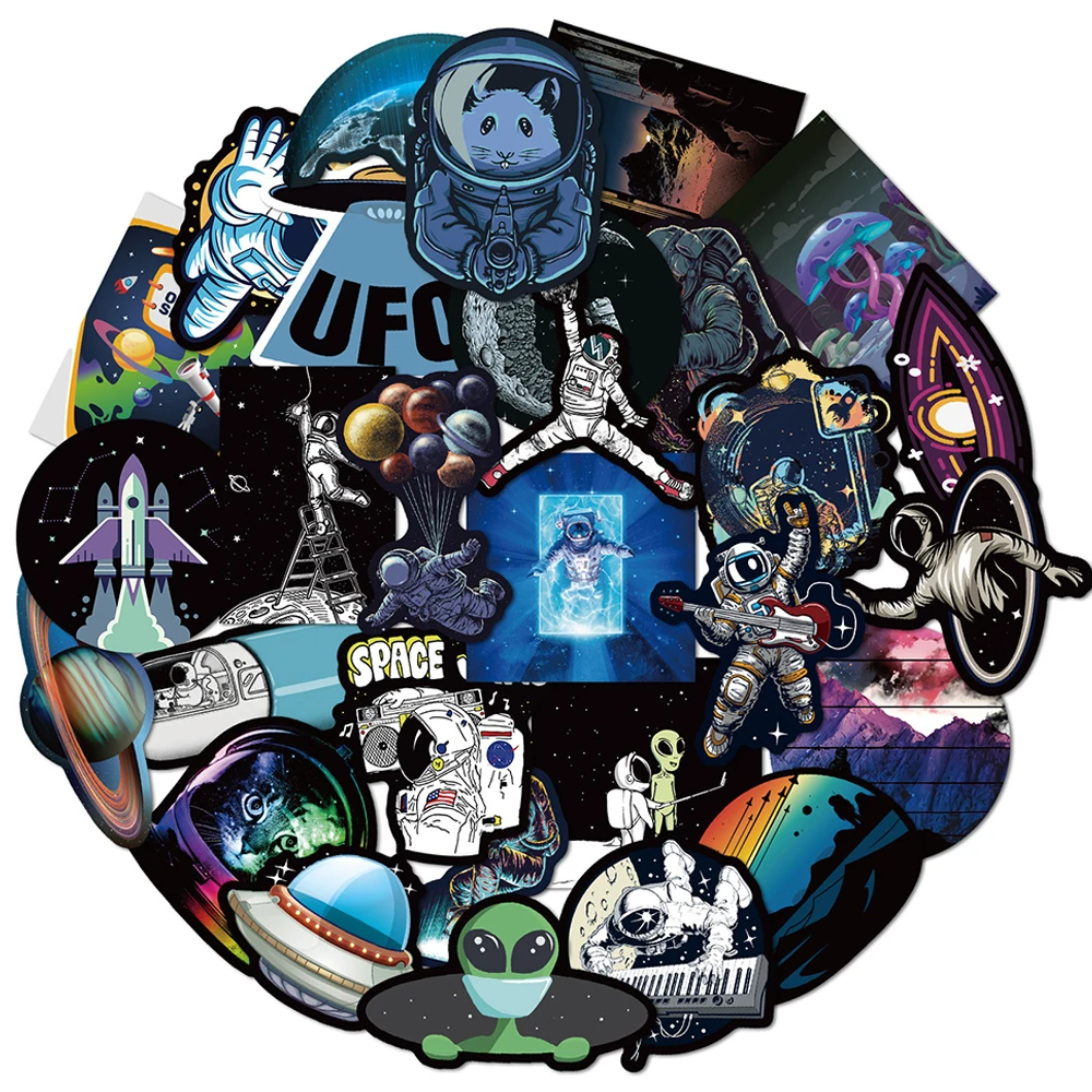 10/30/50PCS 우주 비행사 낙서 스티커 만화 DIY 스케이트 보드 오토바이 수하물 PVC 방수 스티커 장난감