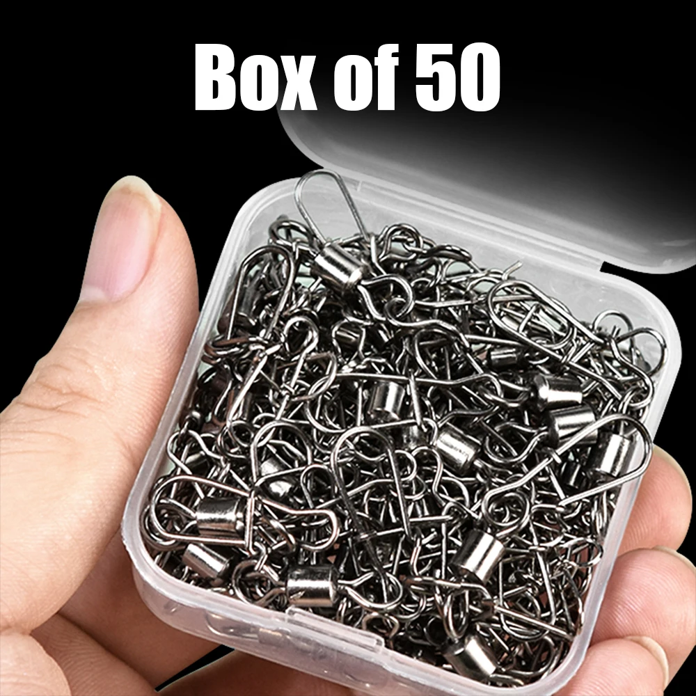 파이크 낚시 액세서리 커넥터 핀 베어링 롤링 회전 스테인레스 스틸 스냅 피쉬 훅 루어 회전 태클 50 개