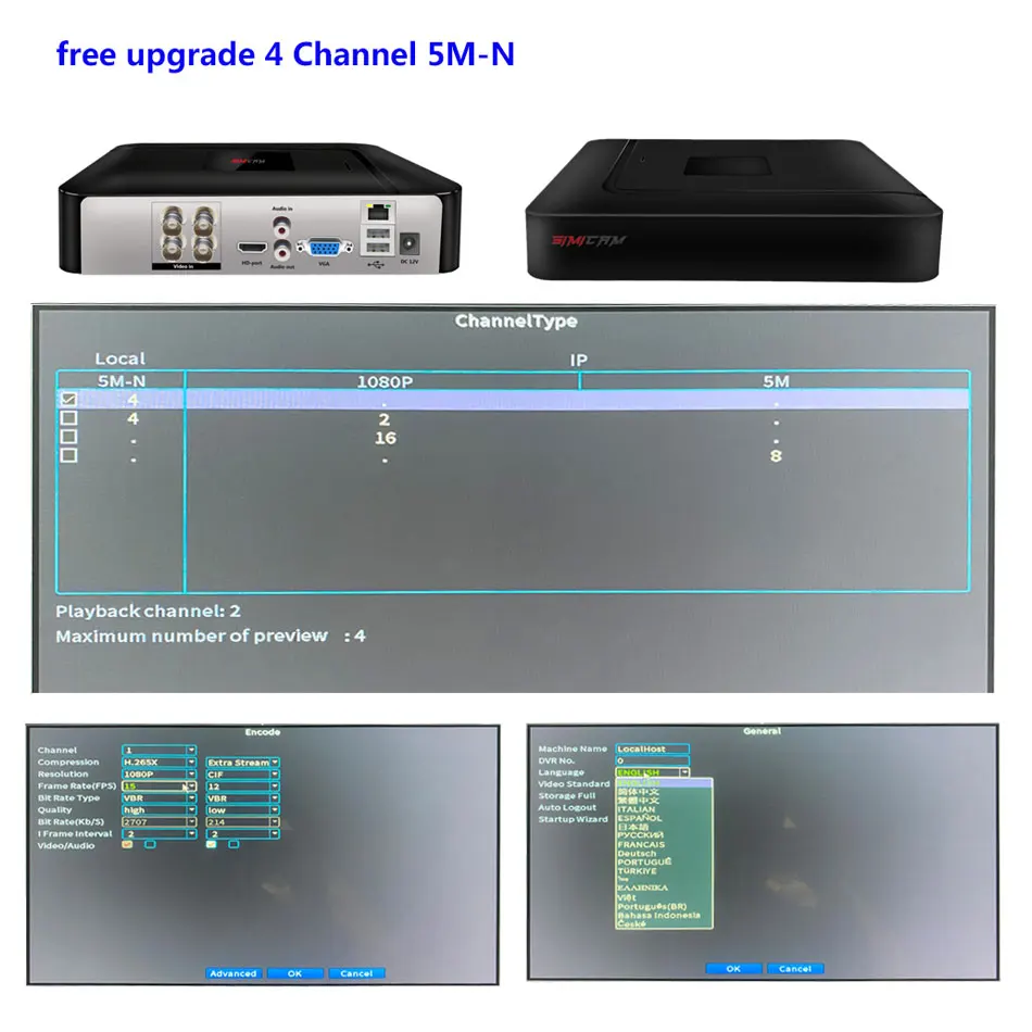 SIMICAM CCTV 보안 시스템 키트, 적외선 방수, AHD 아날로그 카메라, 비디오 감시 세트, BNC, 1080P, 4CH DVR, 2PCs, 2MP 총알