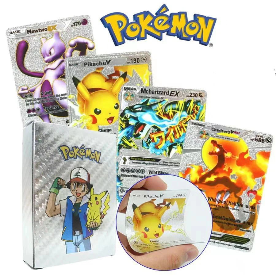 포켓몬 카드 금도금 울트라 레어 컬렉션 카드, 리자몽 골든 Vmax DX GX 금도금 트레이딩 카드, 3D, 55 개