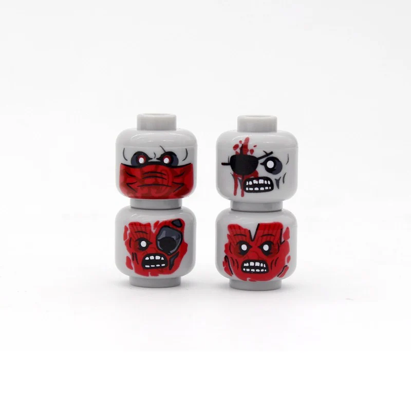 군사 부상 감성적 얼굴 머리 액세서리 빌딩 블록, WW2 육군 군인 피규어, 좀비 머리 무기 부품 벽돌 장난감