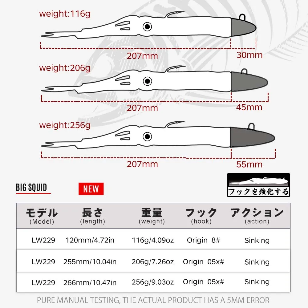 헌트 하우스 지깅 루어 116g 오징어 미끼 지그 헤드 실리콘 루어 트롤링 러루 낚시 참치 GT peche en mer Calamar Jigging