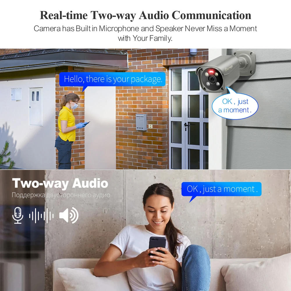 Techage-울트라 HD 4K 스마트 AI 얼굴 감지 IP 카메라, 8MP 보안 POE 카메라 P2P 오디오 기록 감시 컬러 야간 투시경