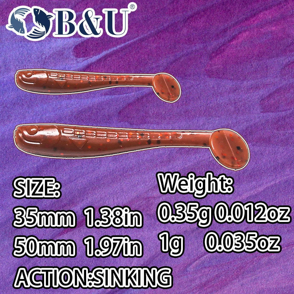 B & U 소프트 루어 락 바이버 Shad 35mm 50mm, 바위 샤이 너 낚시 미끼 바다 미끼 소프트 루어 송어 Bream Bait Pesca