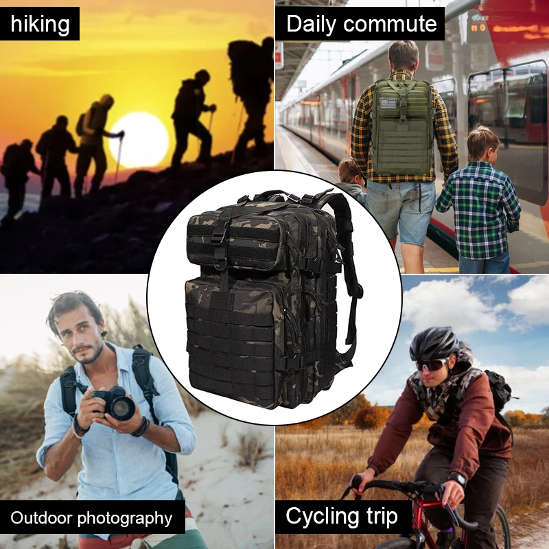 나일론 전술 배낭, 캠핑 남자 군사 배낭, 대용량 방수 사냥 팩, 스포츠 트레킹 낚시 가방, 48L, 25L