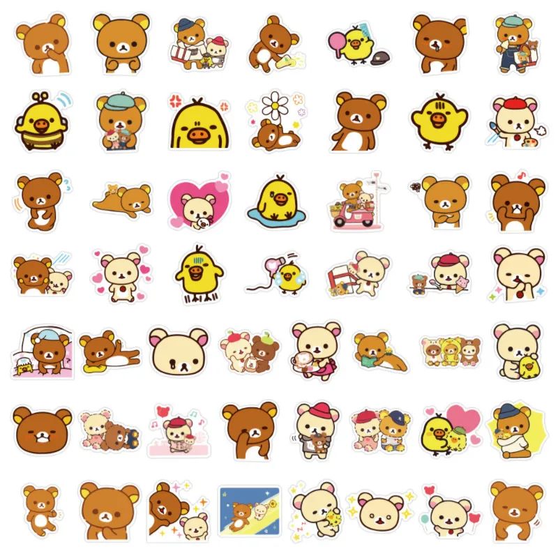 Rilakkuma 스노우 보드 노트북 수하물 냉장고용 자동차 스타일링 비닐 데칼 홈 데코 스티커, 10 개, 30 개, 50 개, 100 개