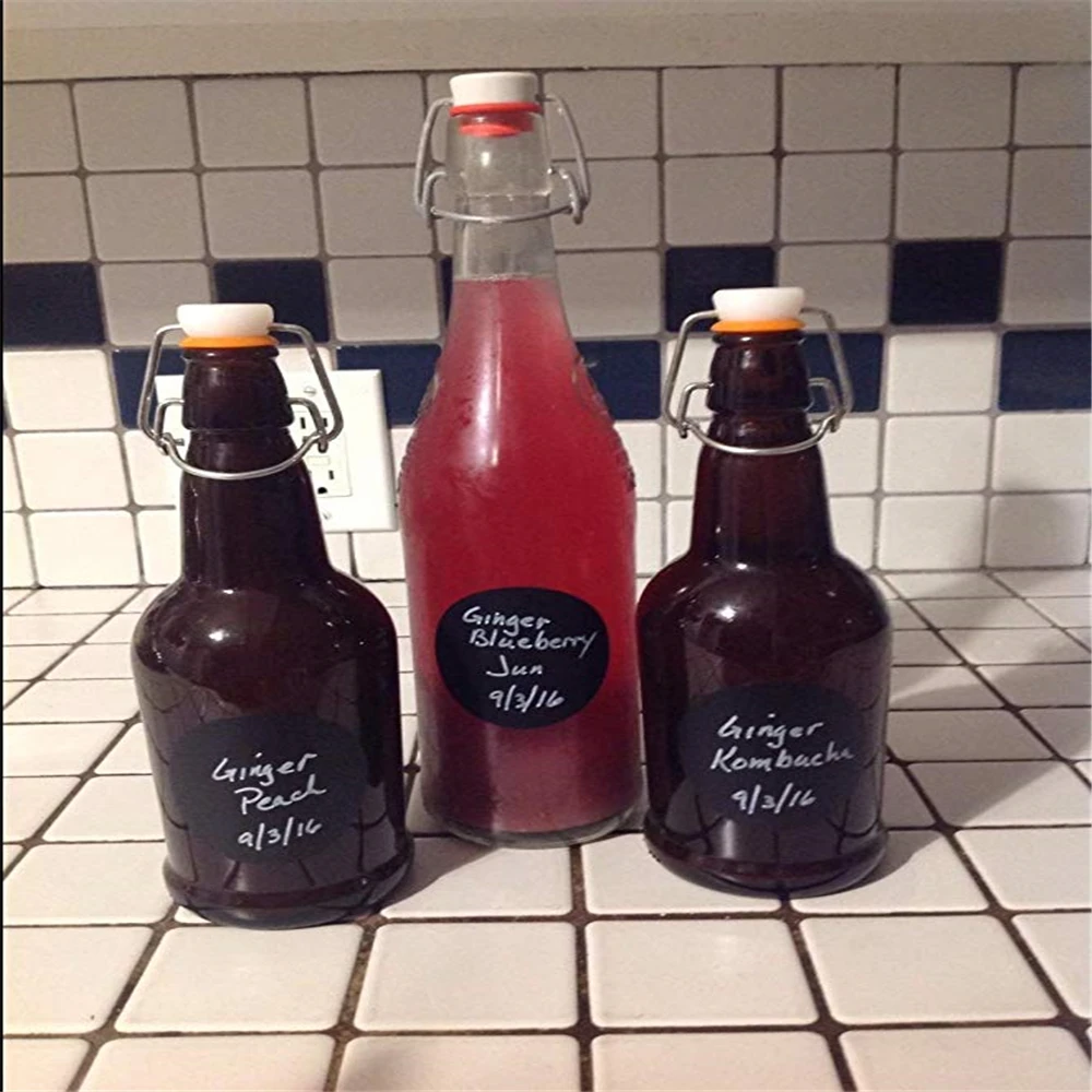 블랙 PVC 방수 라벨 스티커, 원형 필기 칠판 문구 스티커, 주방 항아리 병 마크, 120-300 개, 2 인치