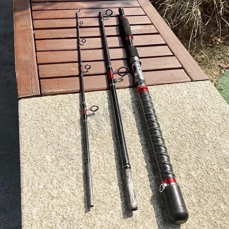 강력한 트롤링 낚싯대, 탄소 하드 고속 서핑 보트 스피닝 낚싯대, 여행용 낚싯대, 1.8m, 2.1m, 70-250g