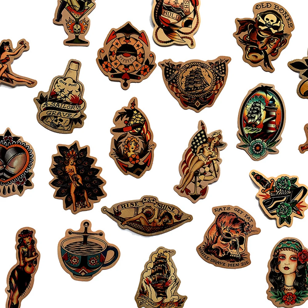 레트로 올드 스쿨 타투 스타일 스티커, DIY 스케이트보드 자동차 휴대폰 노트북 수하물 방수 스티커 장난감, 10 30 50 개