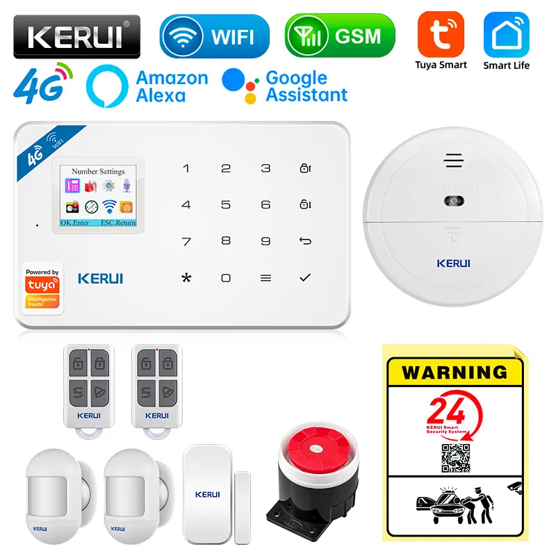 KERUI W184 투야 보안 보호 스마트 홈 GSM 4G 와이파이 경보, 도난 방지 보안 경보 시스템 키트, 센서 6 개 언어 차고 title=KERUI W184 투야 보안 보호 스마트 홈 GSM 4G 와이파이 경보, 도난 방지 보안 경보 시스템 키트, 센서 6 개 언어 차고 