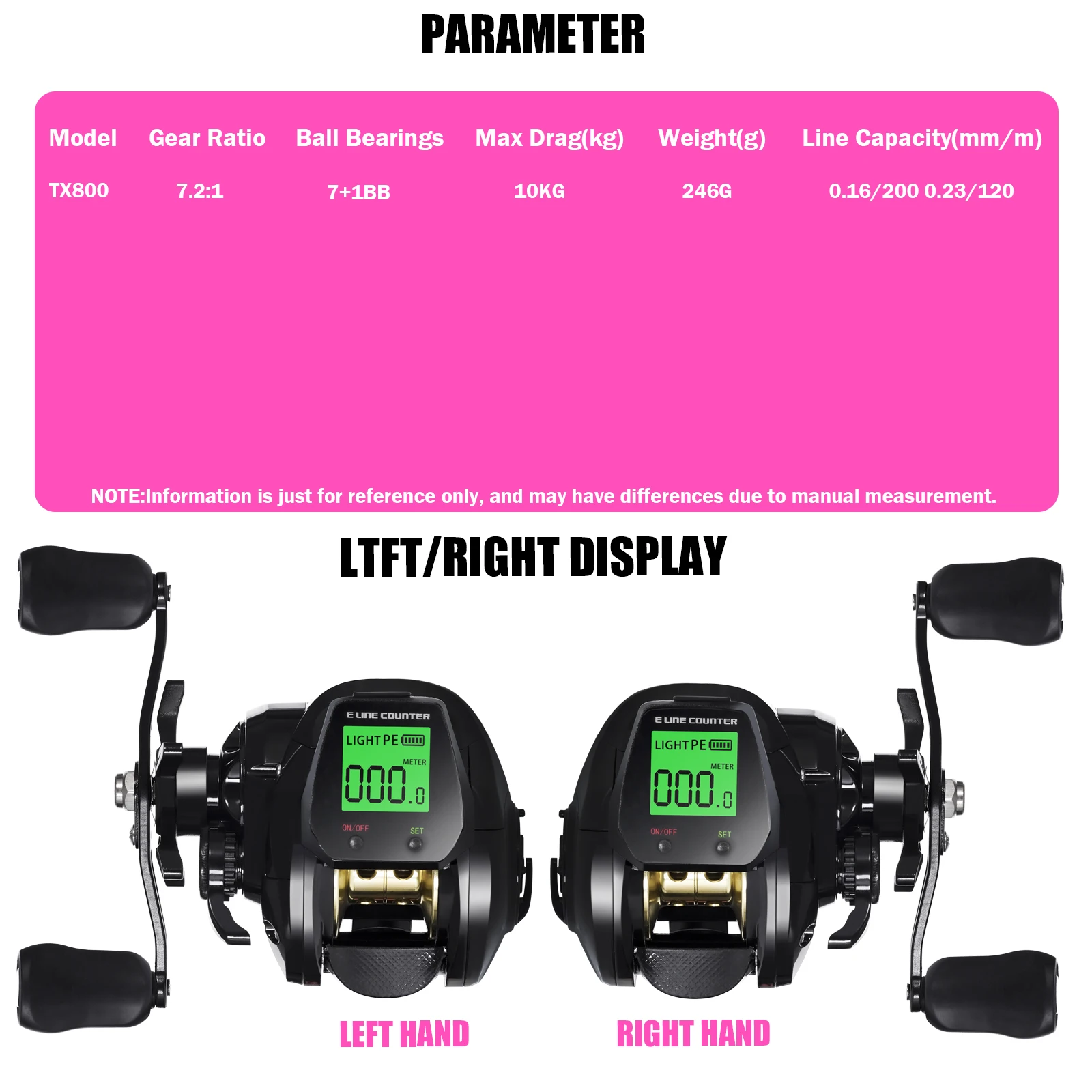 대형 LED 스크린 전자 베이트 캐스팅 낚시 릴, 고속 7.2:1 10kg, 바닷물 방수 캐스트, 드럼 휠 캐스팅, 신제품