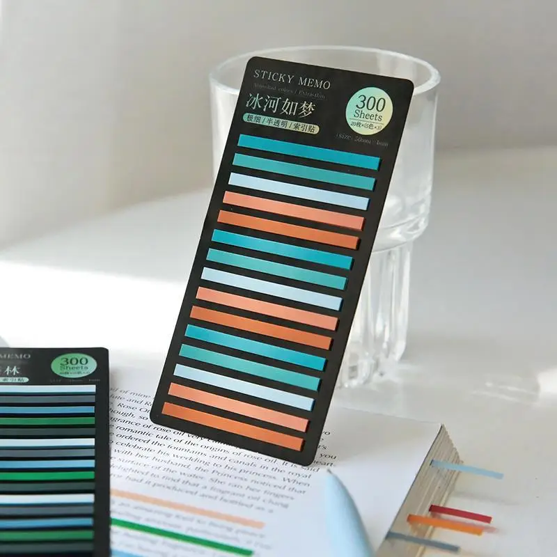 레인보우 컬러 인덱스 메모장 스티커 종이 스티커, 메모장 책갈피, 학교 용품, 귀여운 문구, 300 장