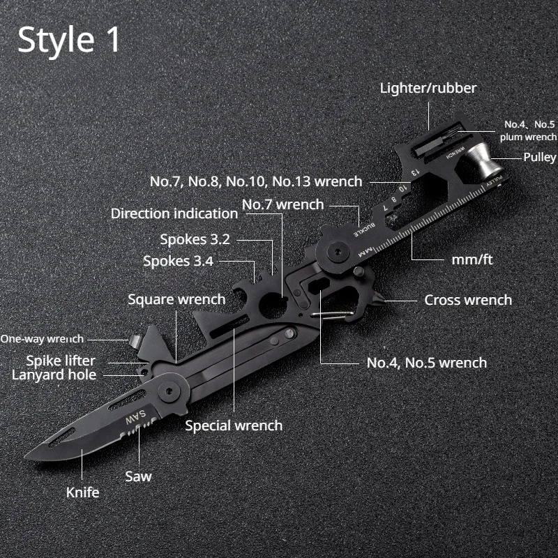 전술 육군 칼 미니 자전거 수리 EDC 캠핑 장비, 다기능 야외 포켓 도구, 콤비네이션 카드 접이식