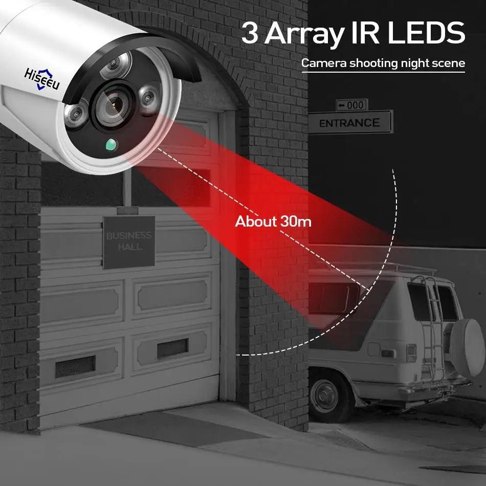 Hiseeu 무선 CCTV 시스템용 보안 무선 IP 카메라, 5MP, 3MP, 1080P, 와이파이, 야외 방수 IP 카메라, Eseecloud 앱 보기