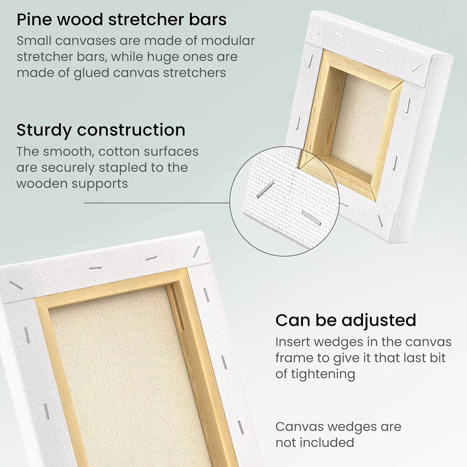 페인팅용 스트레치 캔버스 4 개 팩, 프라이밍 화이트 100% 코튼 아티스트 페인팅용 블랭크 캔버스 보드, 8 oz Gesso-Primed