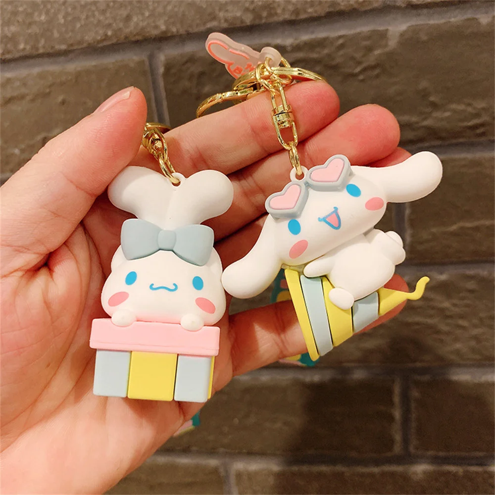 애니메이션 산리오 키체인 시나모롤 키체인 펜던트, 만화 자동차 키링 가방 펜던트 장식품, 귀여운 인형 소녀 선물