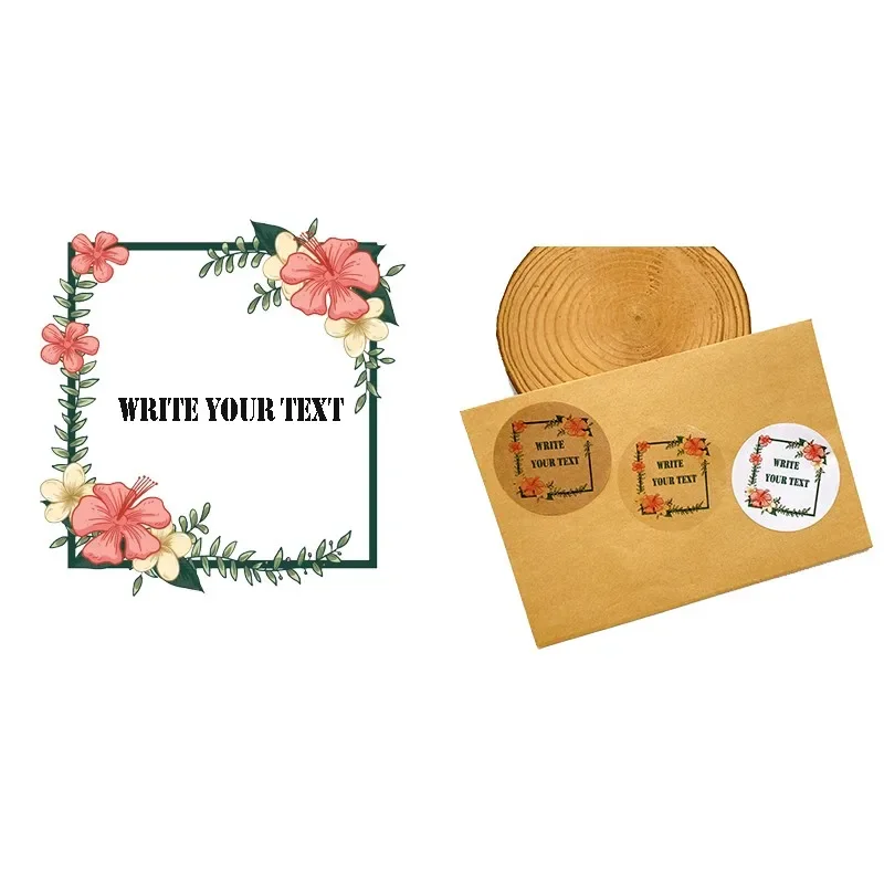 DIY 라운드 스퀘어 스티커, 맞춤형 인감 스티커, 로고 라벨 디자인, 개인 스티커, 100 개