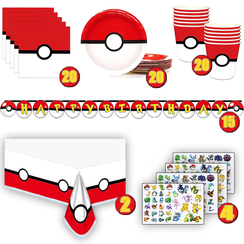 포켓볼 파티 용품, 포켓몬 피카추, 생일 장식 장난감, 비디오 게임, 귀여운 침대 옆, 어린이용 생일 베이비 샤워 용품