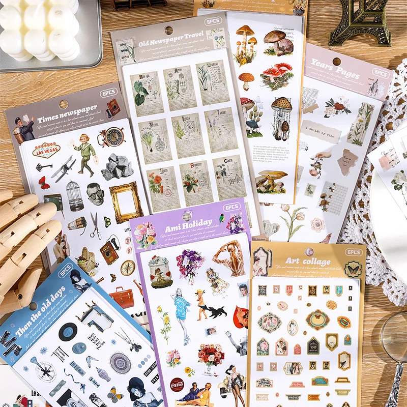 Journamm DIY 스크랩북 콜라주 정크 저널 장식 스티커, 사진 앨범 미학 문구, 빈티지 라벨 스티커, 팩당 6 개 title=Journamm DIY 스크랩북 콜라주 정크 저널 장식 스티커, 사진 앨범 미학 문구, 빈티지 라벨 스티커, 팩당 6 개