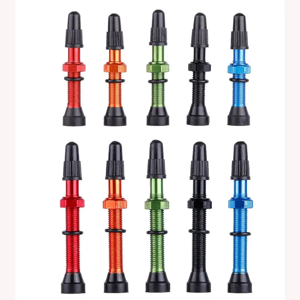 도로 MTB 자전거 튜브리스 타이어 용 1 쌍 48mm 60mm 프레스타 밸브 황동 코어 합금 스템 튜브리스 실란트 호환