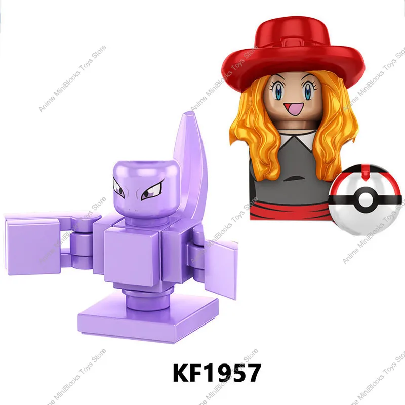 일본 애니메이션 TV 포켓몬 빌딩 블록 벽돌 인형, 애쉬 케첨, 포켓몬 볼, 엘프 마스터 볼, 미스티, 칼렘, 겐가르 세레나, F6189
