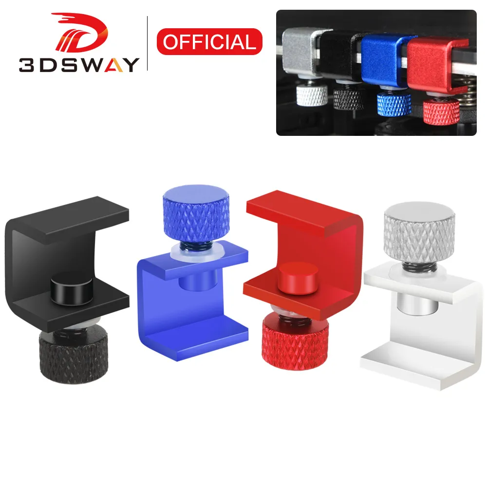 3DSWAY 3D 프린터 알루미늄 조절식 침대 클립 엔더, 3D 프린터 빌드 플랫폼 유리 리테이너용 가열 침대 클램프 3 개, 4 개, 8 개 title=3DSWAY 3D 프린터 알루미늄 조절식 침대 클립 엔더, 3D 프린터 빌드 플랫폼 유리 리테이너용 가열 침대 클램프 3 개, 4 개, 8 개 