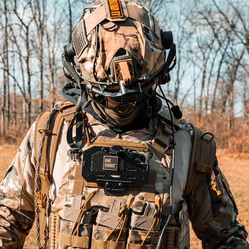 ONETIGRIS 군용 휴대폰 랙 전술 체스트 백, 지도 케이스 패널, 에어소프트 기어, 야외 Molle 접이식 아이폰 내비게이션 보드