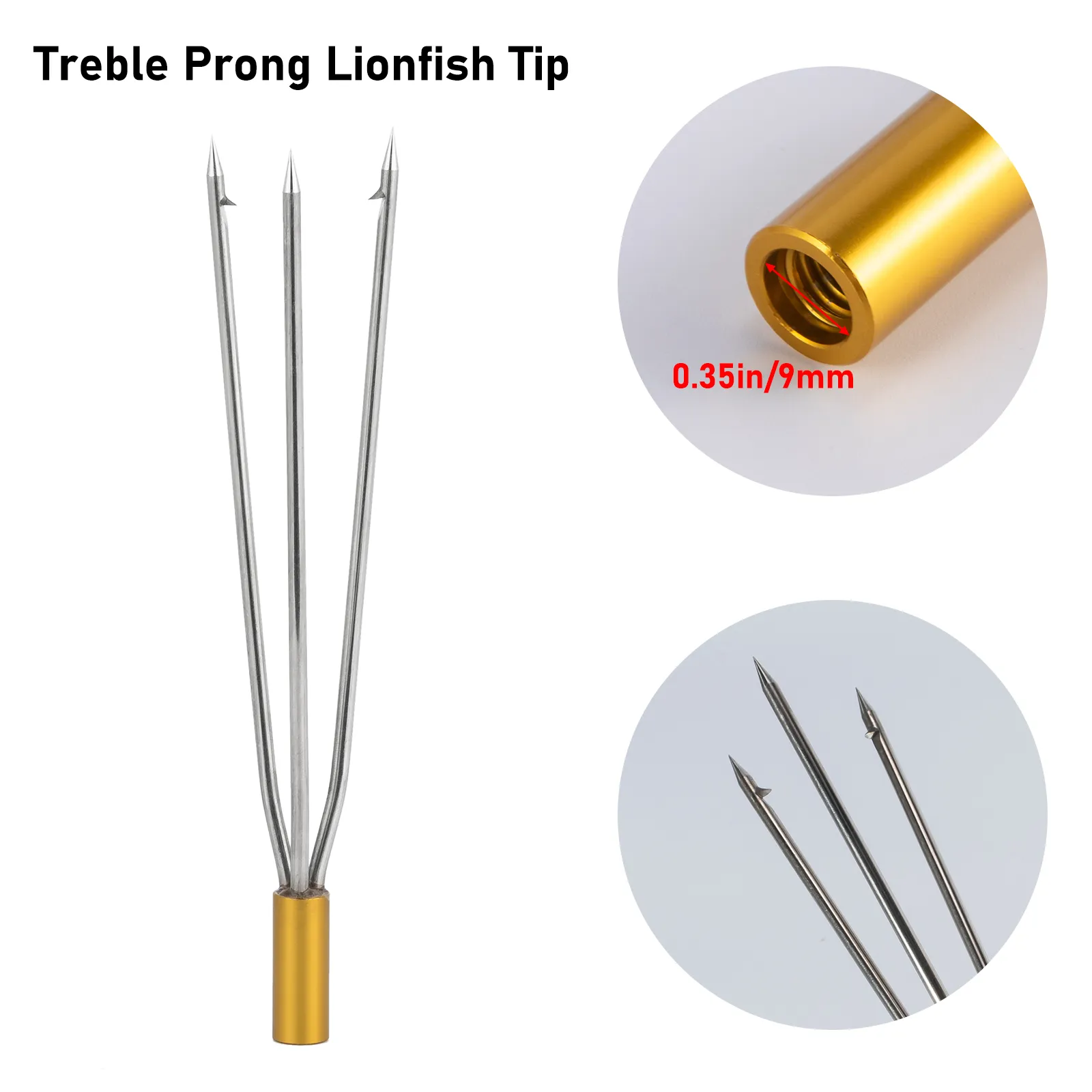 스테인레스 스틸 프롱 작살 물고기 스피어 포크, 다이빙 얼음 차단기, 드릴 태클, 3 프롱 라이온피시 팁, 마비저 팁, 싱글 바브 팁