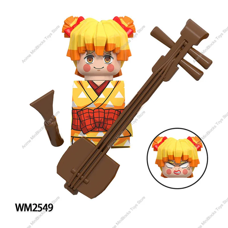 WM6162 악마 슬레이어 다키 기유타로 도우마 키부츠지 무잔 교코 빌딩 블록, 만화 미니 피규어 액션 장난감 브릭, 어린이