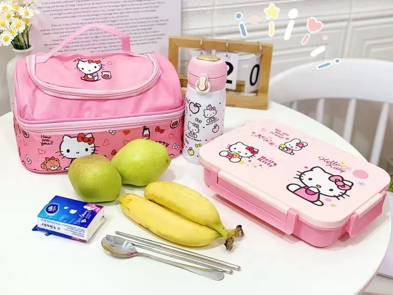 산리오 헬로 키티 도시락, 쿠로미 시나모롤, 마이 멜로디, 보온, 보냉, 휴대용 도시락 가방, 대용량 보관 가방