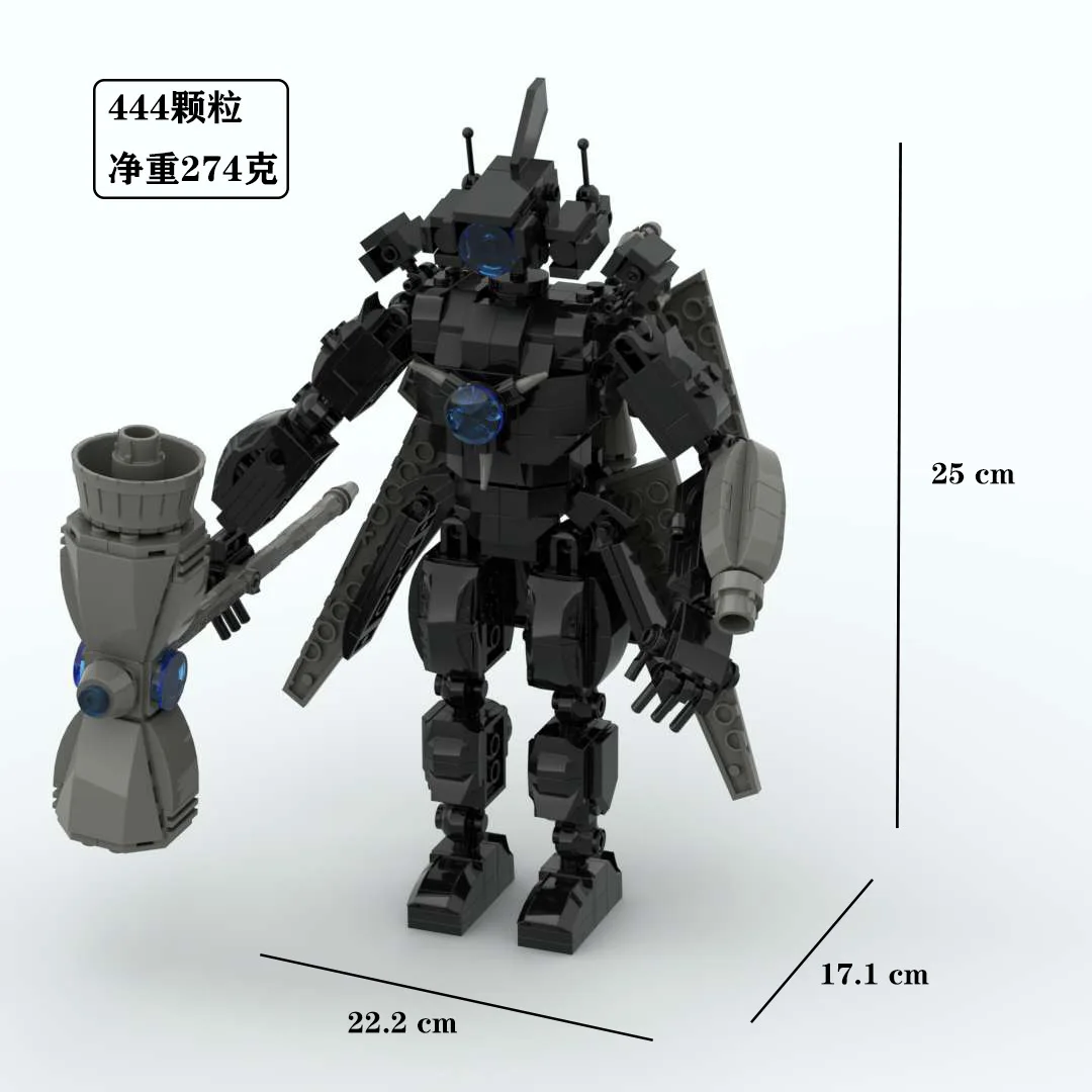 MOC 타이탄 카메라맨, 재미있는 애니메이션 비디오, Skibidi 변기, 건설 블록 장난감, 444 개