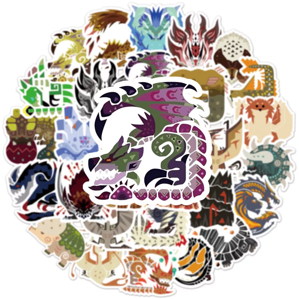 몬스터 헌터 만화 게임 스티커, DIY 노트북 수하물 스케이트보드 그래피티 데칼 스티커, 어린이 장난감, 10 개, 30 개, 50 개 title=몬스터 헌터 만화 게임 스티커, DIY 노트북 수하물 스케이트보드 그래피티 데칼 스티커, 어린이 장난감, 10 개, 30 개, 50 개