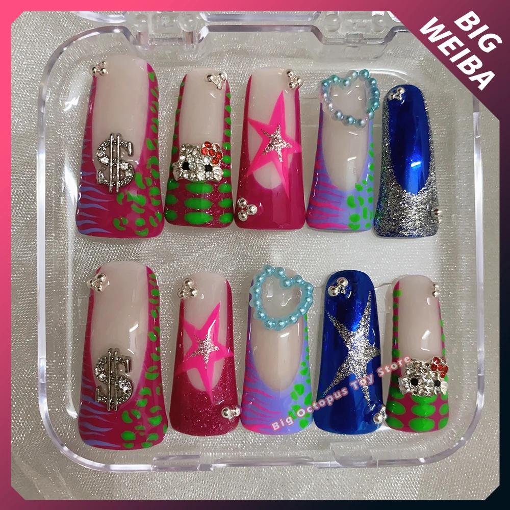 미국 Y2K 스파이시 걸 오리 웹 프레스 네일 스티커, 만화 귀여운 고양이 패션, 41 스타일 프랑스 수공 아크릴 손톱 파티 선물