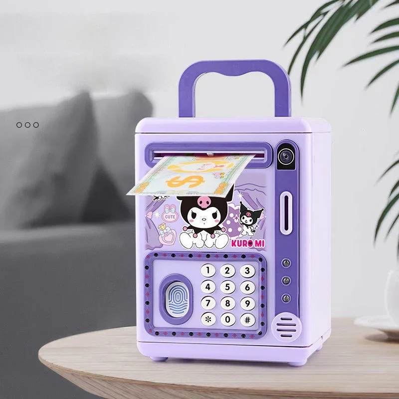 피카츄 산리오 시나모롤 쿠로미 돼지 저금통 어린이 암호 상자, 카와이 창의력 얼굴 잠금 해제, 다기능 어린이 장난감 선물